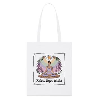 Balance Begins Within - Yoga - Stanley/Stella Bio-Stoffbeutel - Weiß - Vorne