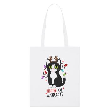 Rentier war Ausverkauft Schwarze Katze Xmas - Stanley/Stella Bio-Stoffbeutel - Weiß - Vorne