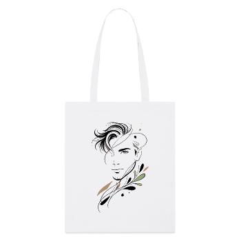 Abstraktes Männerporträt mit floralen Formen - Stanley/Stella Bio-Stoffbeutel - Weiß - Vorne