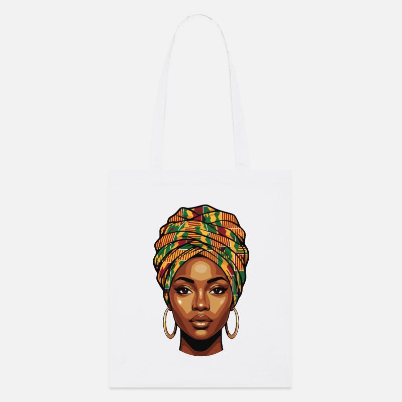 Afrikanisches Kopfwrap Porträt - Stanley/Stella Bio-Stoffbeutel - Weiß