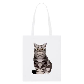 Katze Stubentiger Polygon Hauskatze Kätzchen Kater - Stanley/Stella Bio-Stoffbeutel - Weiß - Vorne
