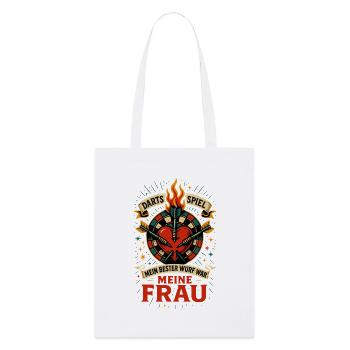 Darts Spiel Liebe Frau, mein bester Wurf Schatz - Stanley/Stella Bio-Stoffbeutel - Weiß - Vorne
