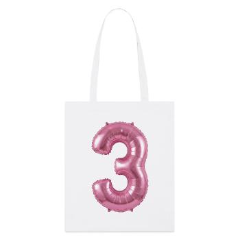 3. Geburtstag Shirt, Pinker Ballon Helium - Stanley/Stella Bio-Stoffbeutel - Weiß - Vorne