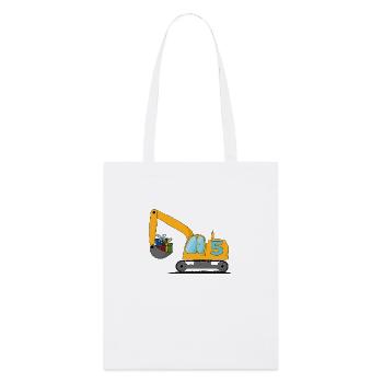 Excavator children 5th birthday - Stanley/Stella Organic Tote Bag - white - Front