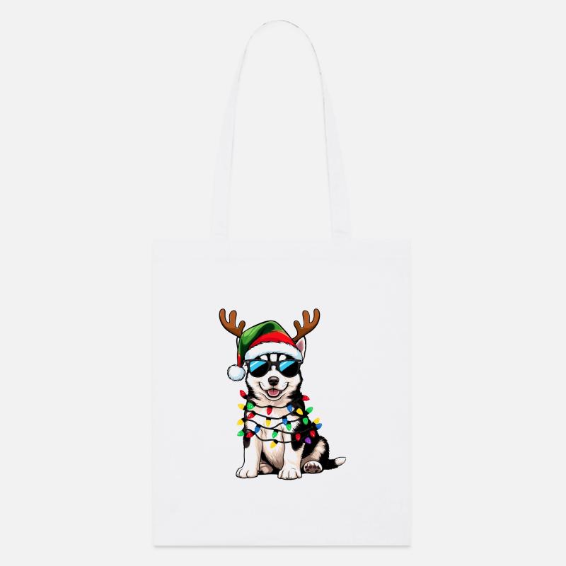 Husky de Noël - Tote bag bio Stanley/Stella - blanc