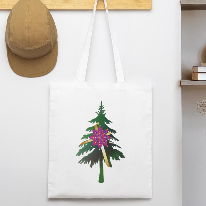 Christbaum oder Weihnachtsbaum & Geschenkschleife Stanley/Stella Bio-Stoffbeutel
