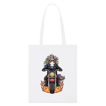 Cool Biker Unicorn Motorrad Flammen - Stanley/Stella Bio-Stoffbeutel - Weiß - Vorne