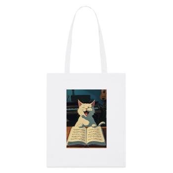 Cute kitten sings - Stanley/Stella Organic Tote Bag - white - Front