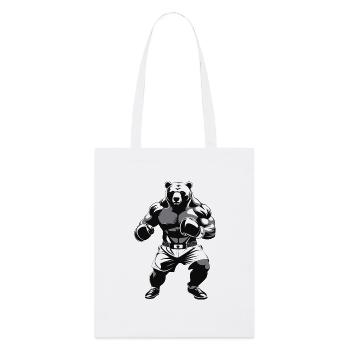 Boxing Bear - Box Club Logo Design - Stanley/Stella Bio-Stoffbeutel - Weiß - Vorne