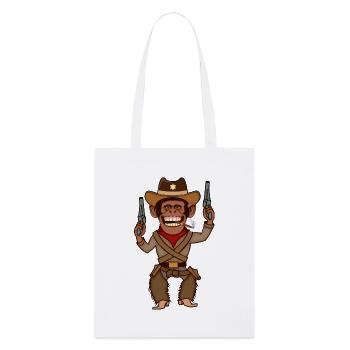Dessin animé drôle de Cowboy Singe Tireur - Tote bag bio Stanley/Stella - blanc - Devant