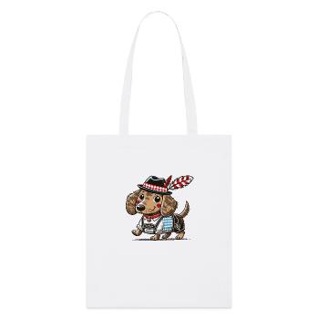 The Bavarian dachshund in lederhosen - Stanley/Stella Organic Tote Bag - white - Front