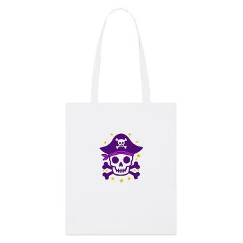 Crâne de pirate violet et os croisés - Tote bag bio Stanley/Stella - blanc - Devant