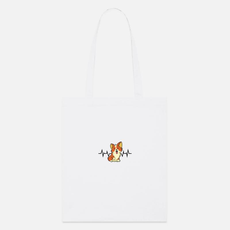 Welsh Corgi Herzschlag - Stanley/Stella Bio-Stoffbeutel - Weiß