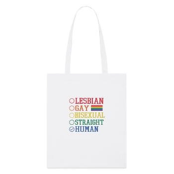 Lesbienne, Gay, Bisexuel, Hétéro, Humain - Tote bag bio Stanley/Stella - blanc - Devant