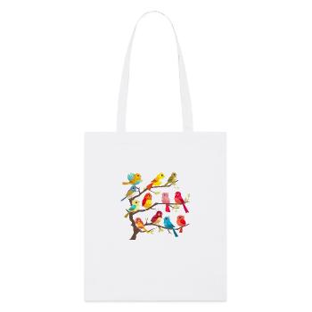 Colorful birds on the branches - Stanley/Stella Organic Tote Bag - white - Front