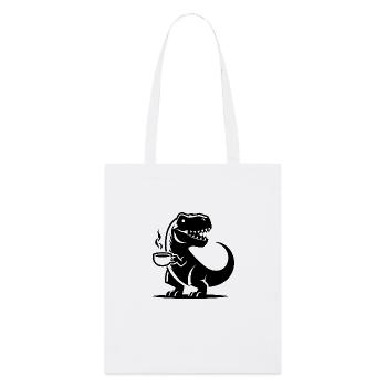 T-Rex avec tasse à café Grim Caffeine Dino - Tote bag bio Stanley/Stella - blanc - Devant