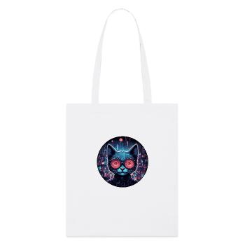 Futuristische Cyber-Katze - Stanley/Stella Bio-Stoffbeutel - Weiß - Vorne
