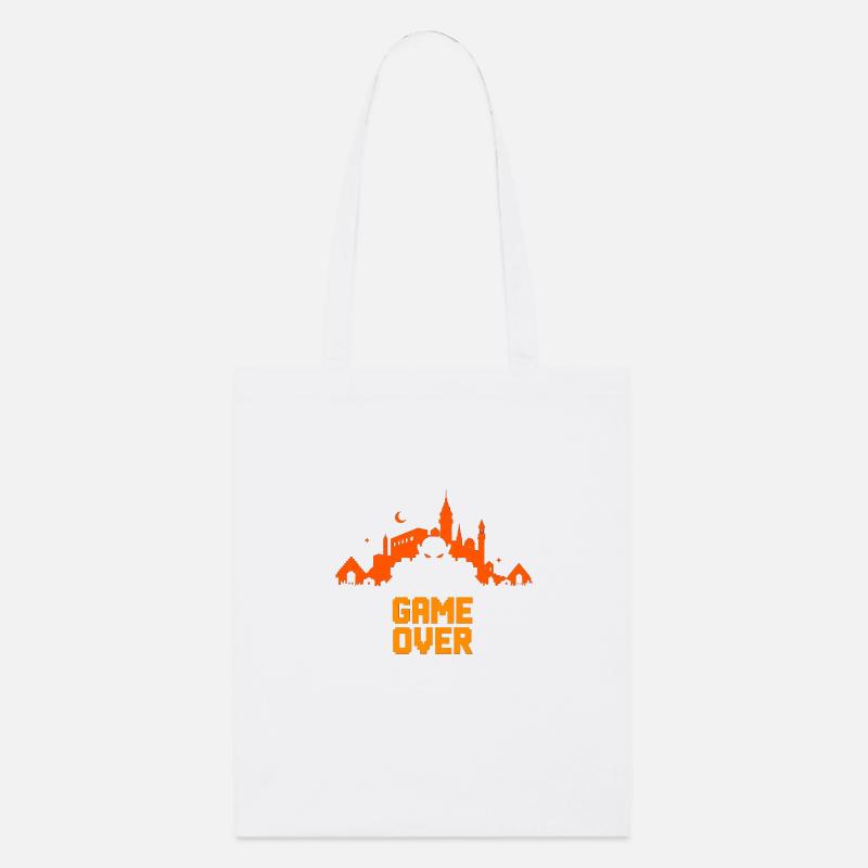 Skyline en pixel art - "game over" - Tote bag bio Stanley/Stella - blanc