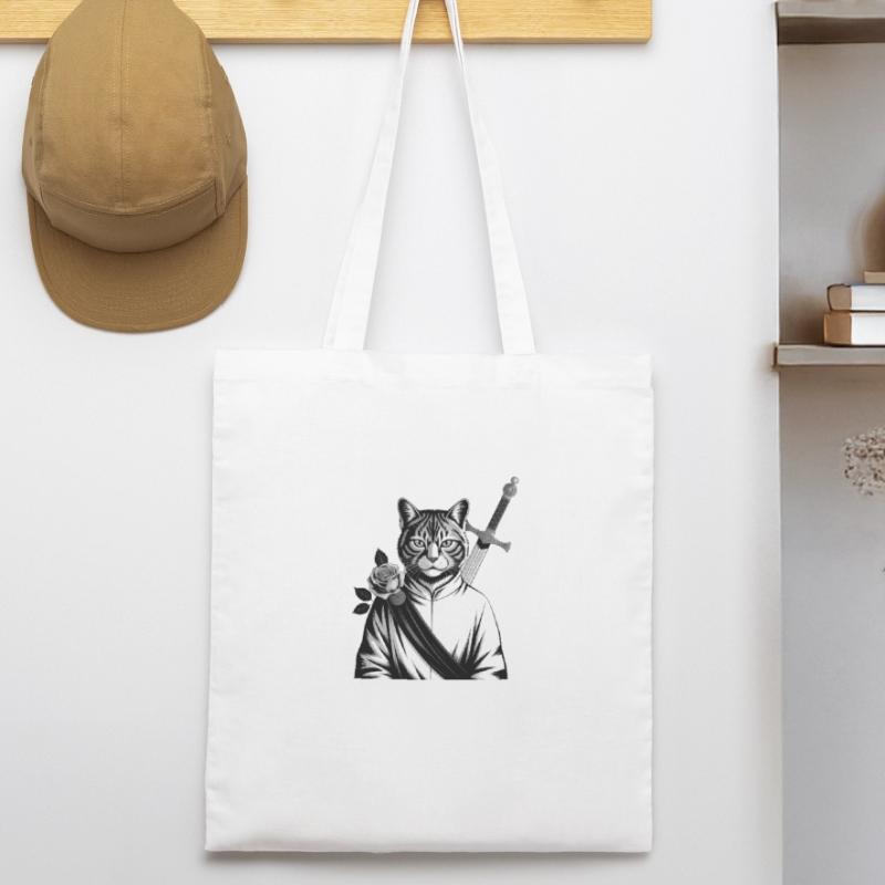 Die Samurai-Katze, die Bushido-Katze Stanley/Stella Bio-Stoffbeutel