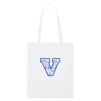 Lettre v chinoiserie bleu - Tote bag bio Stanley/Stella - blanc - Devant