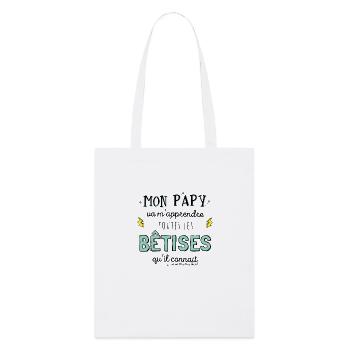 Bêtise papy - Tote bag bio Stanley/Stella - blanc - Devant
