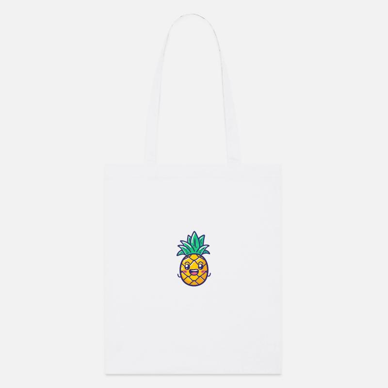 Ananas heureux dans le style de dessin animé jaune - Tote bag bio Stanley/Stella - blanc