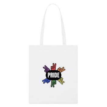 PRIDE Pride with Peace hand black - Stanley/Stella Bio-Stoffbeutel - Weiß - Vorne