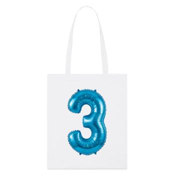 3. Geburtstag Shirt, Blauer Ballon Helium - Stanley/Stella Bio-Stoffbeutel - Weiß - Vorne