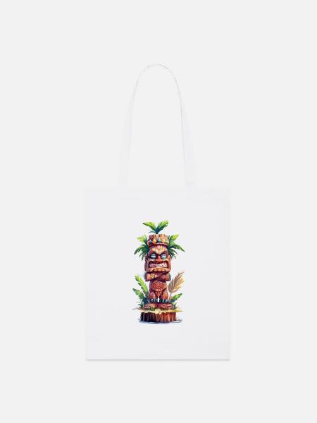 Tiki Statue - Stanley/Stella Bio-Stoffbeutel - Weiß