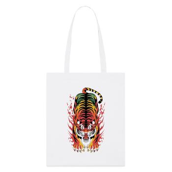 Blazing Tiger Flame Splash - Stanley/Stella Organic Tote Bag - white - Front