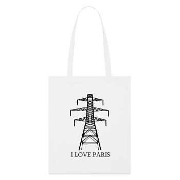 Strommast als Eiffelturm "I Love Paris" Satire - Stanley/Stella Bio-Stoffbeutel - Weiß - Vorne