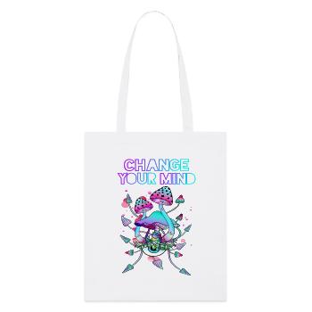 Psychedelische Pilz Kunst - Change Yor Mind - Stanley/Stella Bio-Stoffbeutel - Weiß - Vorne