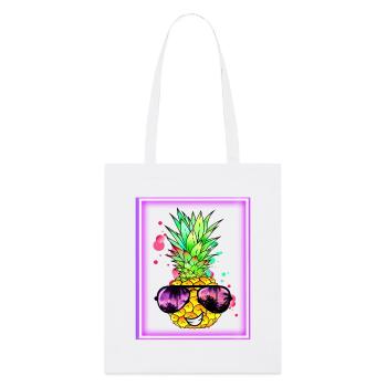 Ananas Retro Neon Art - Stanley/Stella Bio-Stoffbeutel - Weiß - Vorne