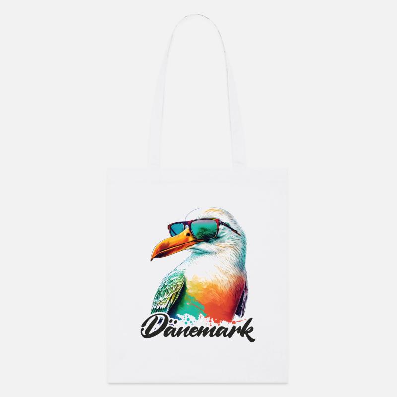 Danemark vacances mouette colorée fraîche avec des lunettes de soleil - Tote bag bio Stanley/Stella - blanc