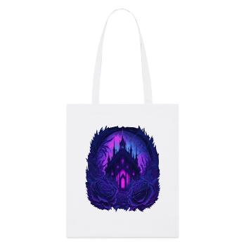 Château gothique néon avec des roses - Tote bag bio Stanley/Stella - blanc - Devant