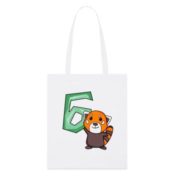 6. Geburtstag Motiv Roter Panda - sechs Jahre alt - Stanley/Stella Bio-Stoffbeutel - Weiß - Vorne