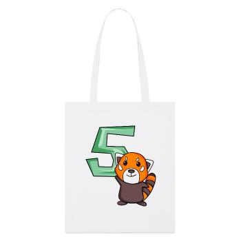 5. Geburtstag Motiv Roter Panda - fünf Jahre alt - Stanley/Stella Bio-Stoffbeutel - Weiß - Vorne