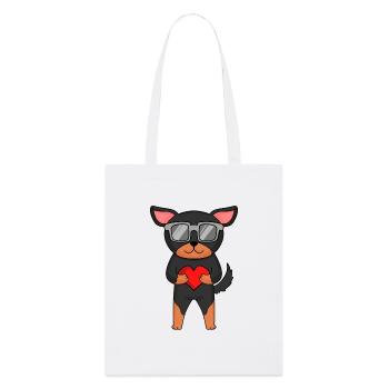 Hund mit Herz und Brille - Lancashire Heeler - Stanley/Stella Bio-Stoffbeutel - Weiß - Vorne