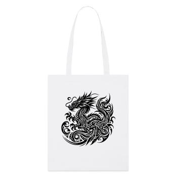 Dragon Tribal Tattoo Kunstvolles Design - Stanley/Stella Bio-Stoffbeutel - Weiß - Vorne