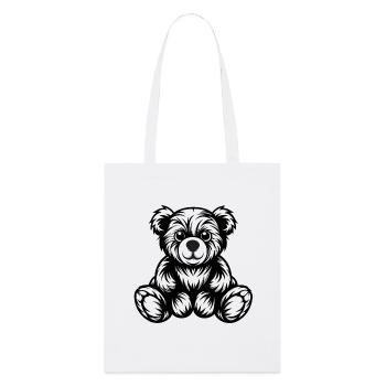 Mignon Monochrome Teddy Bear Design - Tote bag bio Stanley/Stella - blanc - Devant