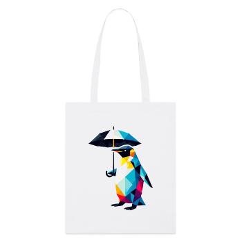 Colorful Geometric Penguin Umbrella Polygon Art - Stanley/Stella Organic Tote Bag - white - Front