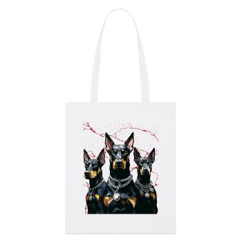 Dreifache Dobermann Geometrie - Stanley/Stella Bio-Stoffbeutel - Weiß - Vorne