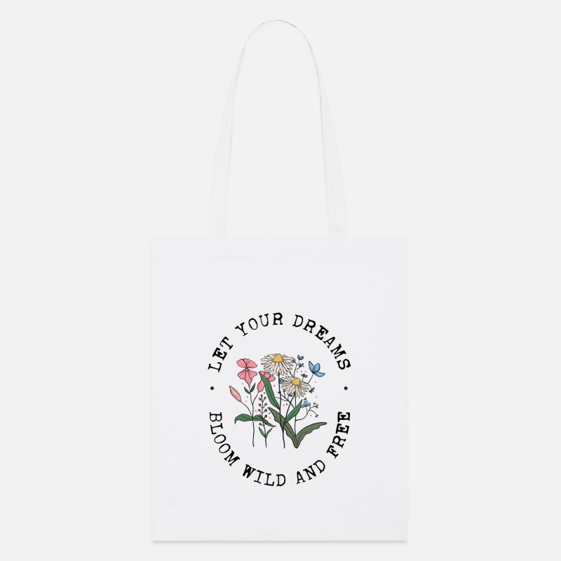 Vintage Retro Wildblumen Lassen Sie Ihre Träume blühen - Stanley/Stella Bio-Stoffbeutel - Weiß