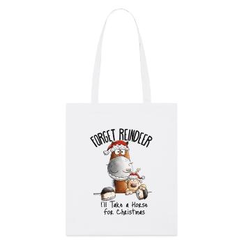 Oubliez le renne cheval dicton de Noël - Tote bag bio Stanley/Stella - blanc - Devant
