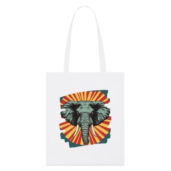 Elefant Retro - Stanley/Stella Bio-Stoffbeutel - Weiß - Vorne