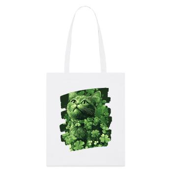 St Patrick's Day Cat - Stanley/Stella Organic Tote Bag - white - Front