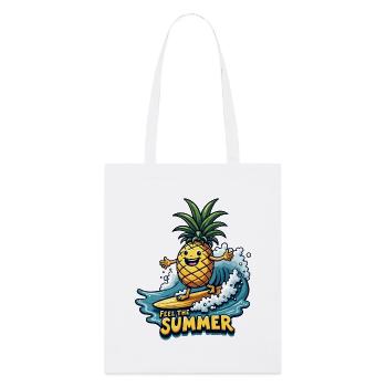 Ananas Surfer Surfen Feel the Summer - Stanley/Stella Bio-Stoffbeutel - Weiß - Vorne