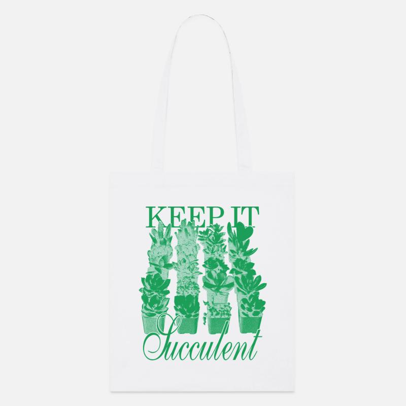 Keep It Succulent - Grüne Sukkulenten - Stanley/Stella Bio-Stoffbeutel - Weiß
