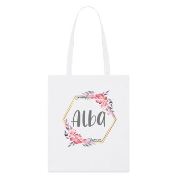 Alba Girl Name Personalized Gift - Stanley/Stella Organic Tote Bag - white - Front