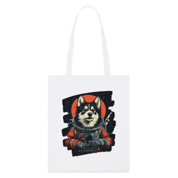 Astronaute husky - Tote bag bio Stanley/Stella - blanc - Devant